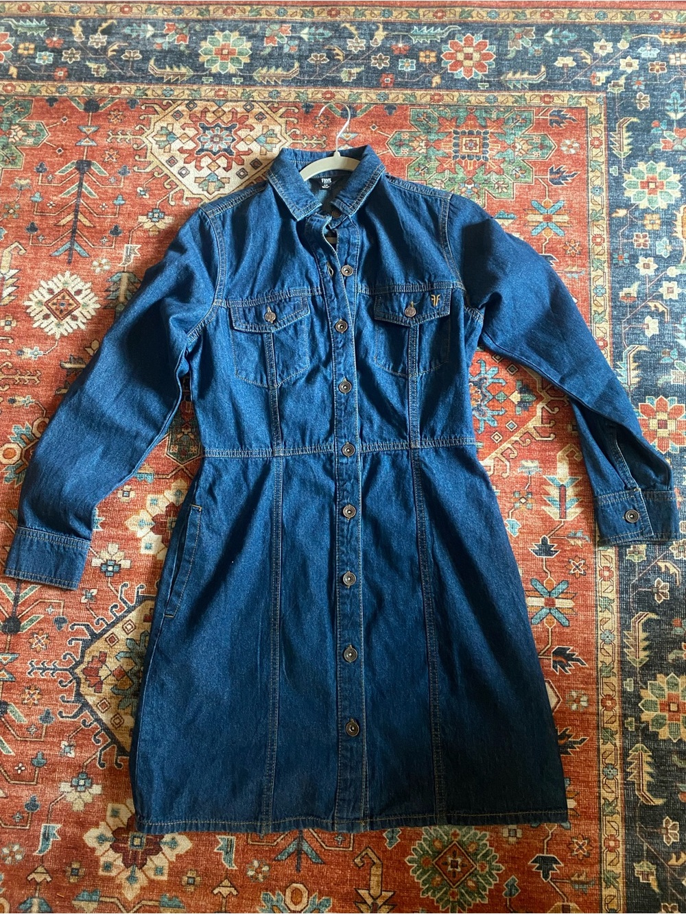 Frye Indigo Denim Button-Front Long Sleeve Dress